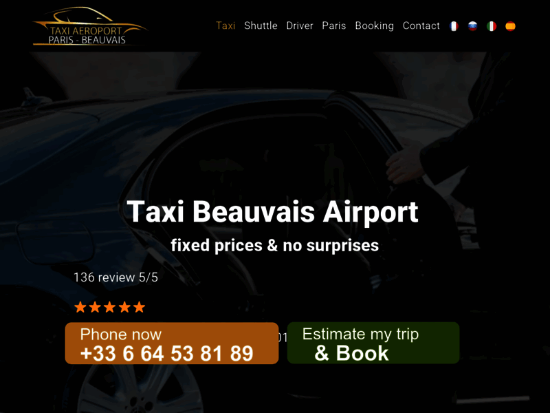 Taxi Aéroport Beauvais 24/7 de 1 à 8 passagers