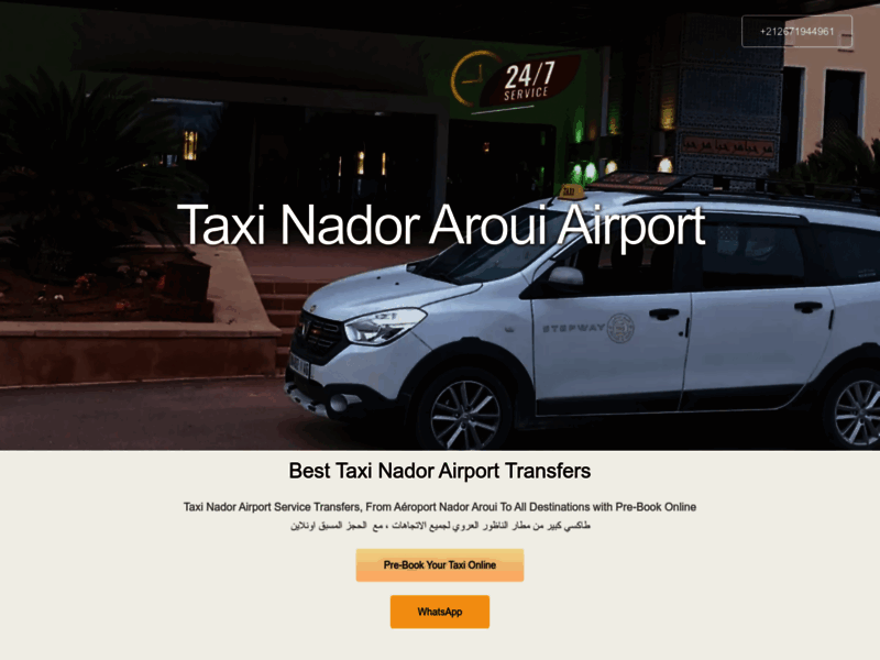 Screenshot du site : Taxi Aeroport Nador Al Aroui Airport