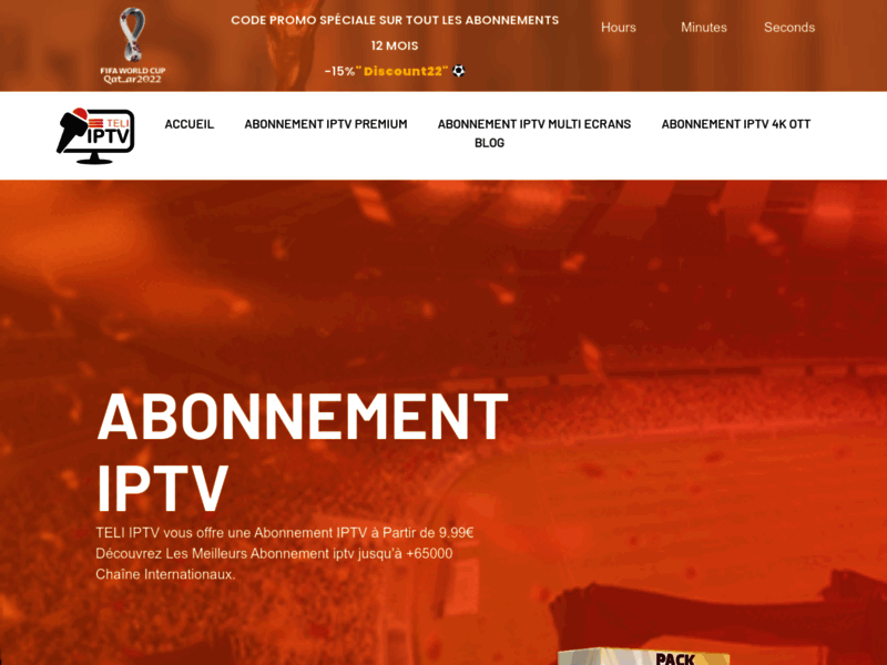 Screenshot du site : Abonnement iptv france et belgique