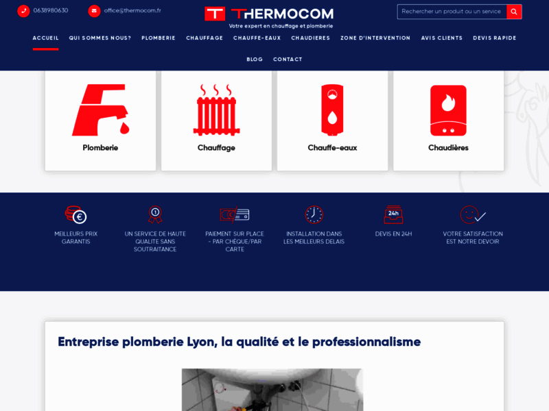Screenshot du site : Plombier chauffagiste à Lyon