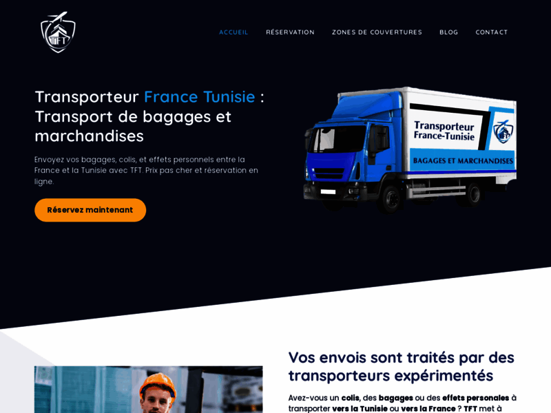 Screenshot du site : Transporteur France Tunisie