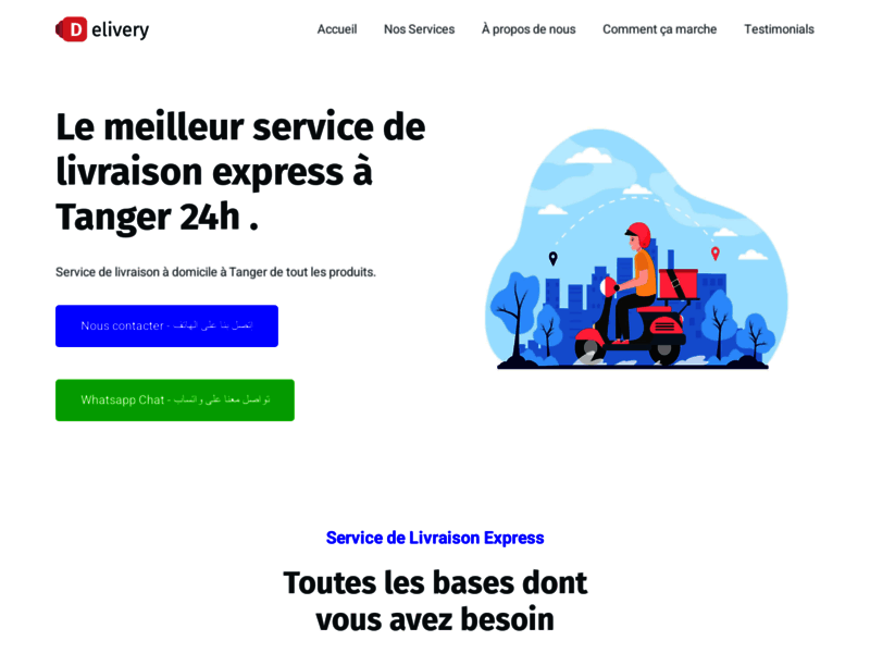 Screenshot du site : Service de livraison à domicile à Tanger de tout