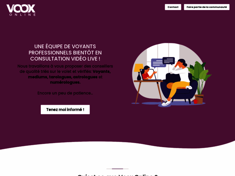 Screenshot du site : Voox Online Voyance en Ligne