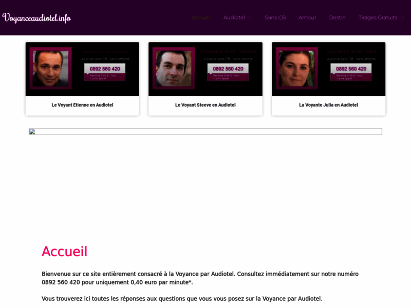 Screenshot du site : Voyance Audiotel Info