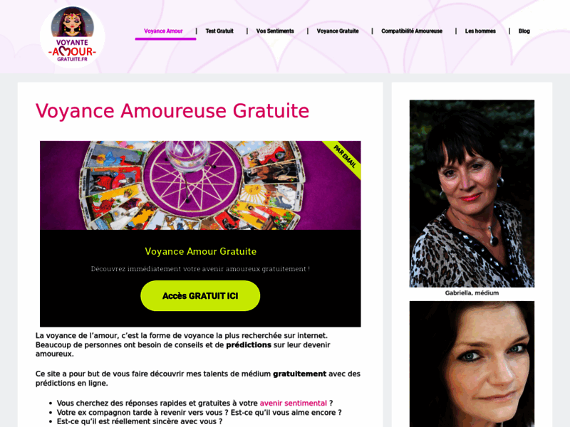 Screenshot du site : Voyante-amour-gratuite.fr