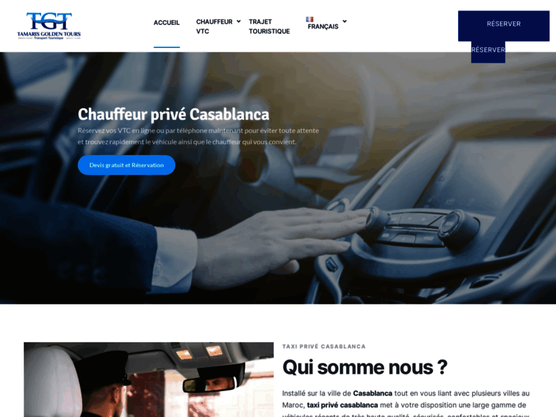 Screenshot du site : chauffeur privé casablanca