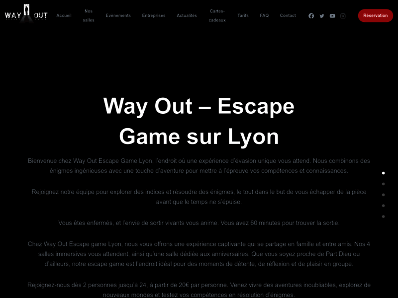 Screenshot du site : Way Out Escape game Lyon