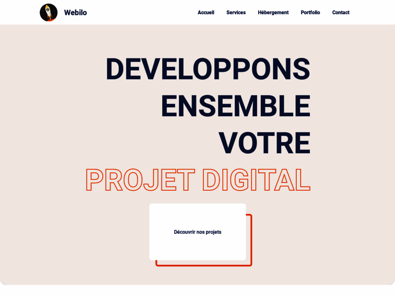 Screenshot du site : Webilo : agence de développement web