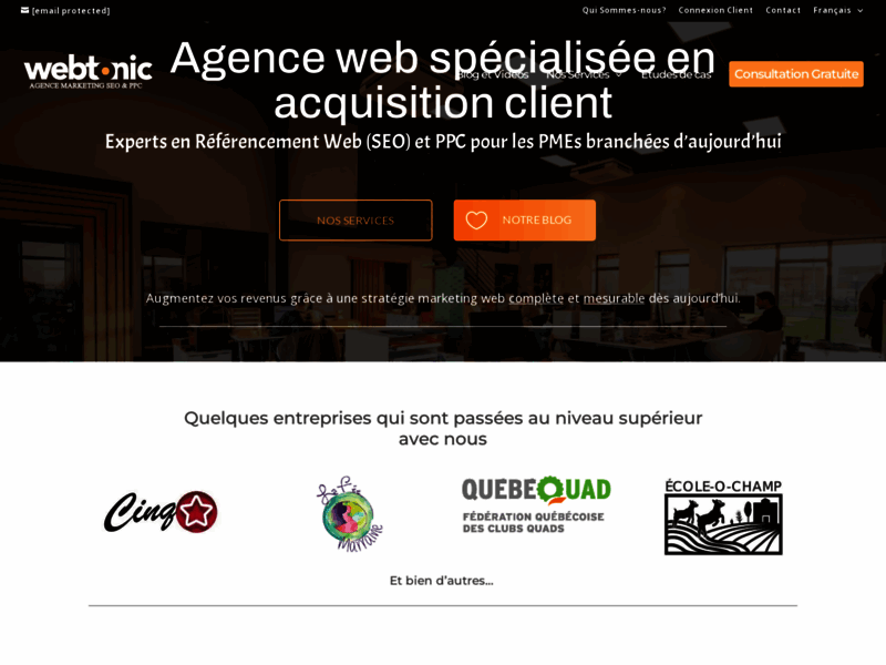 Screenshot du site : Web Tonic - Agence Marketing SEO et PPC Mont-Royal
