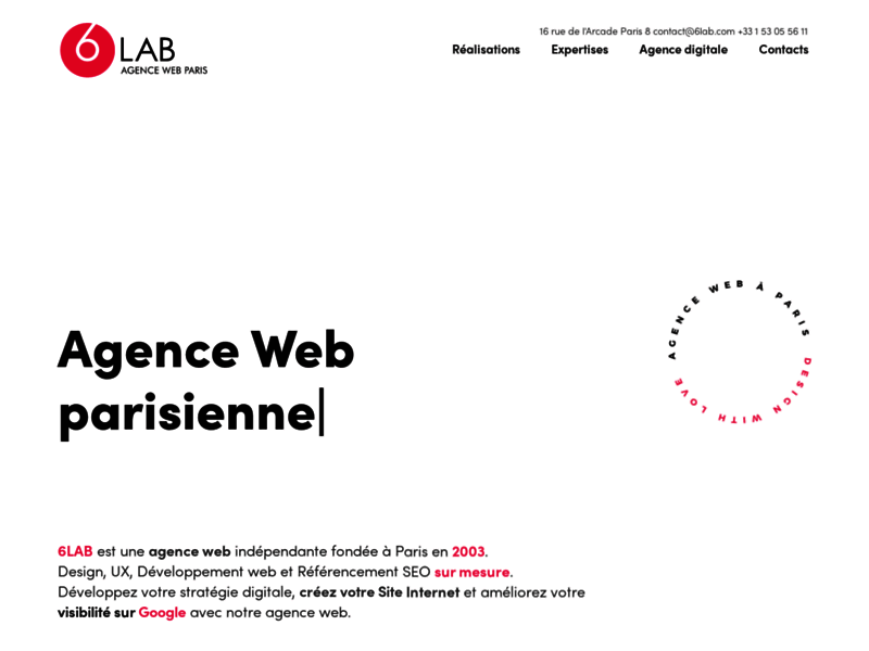 Screenshot du site : Agence Web 6LAB