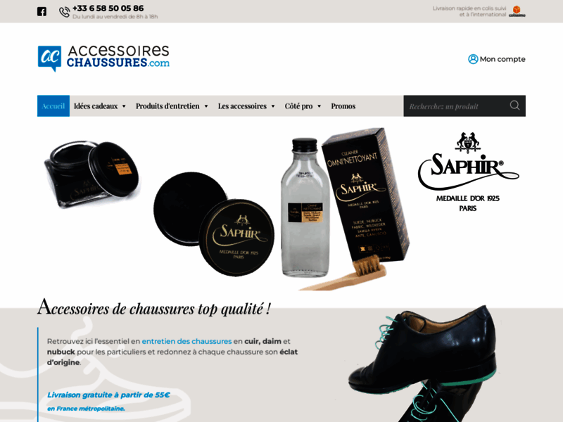 Screenshot du site : Accessoires Chaussures