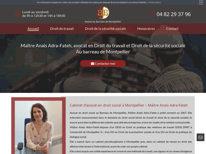 Screenshot du site : Cabinet d'avocat en licenciement à Montpellier