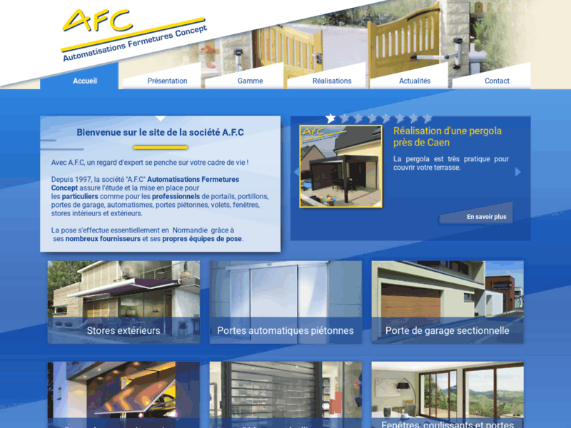 Screenshot du site : AFC - Automatisation Fermeture Concept