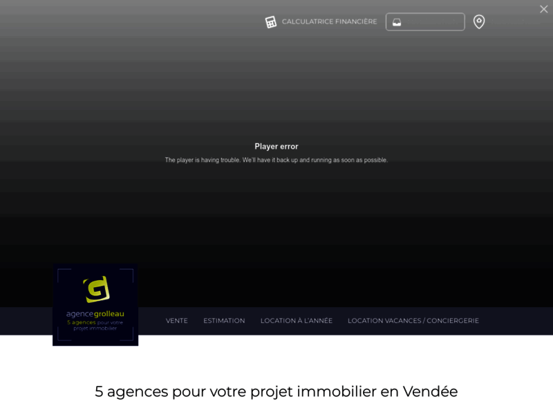Screenshot du site : Agence immobilière Grolleau en Vendée