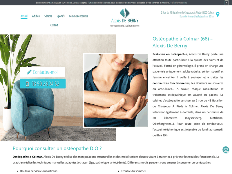 Screenshot du site : Votre ostéopathe à Colmar