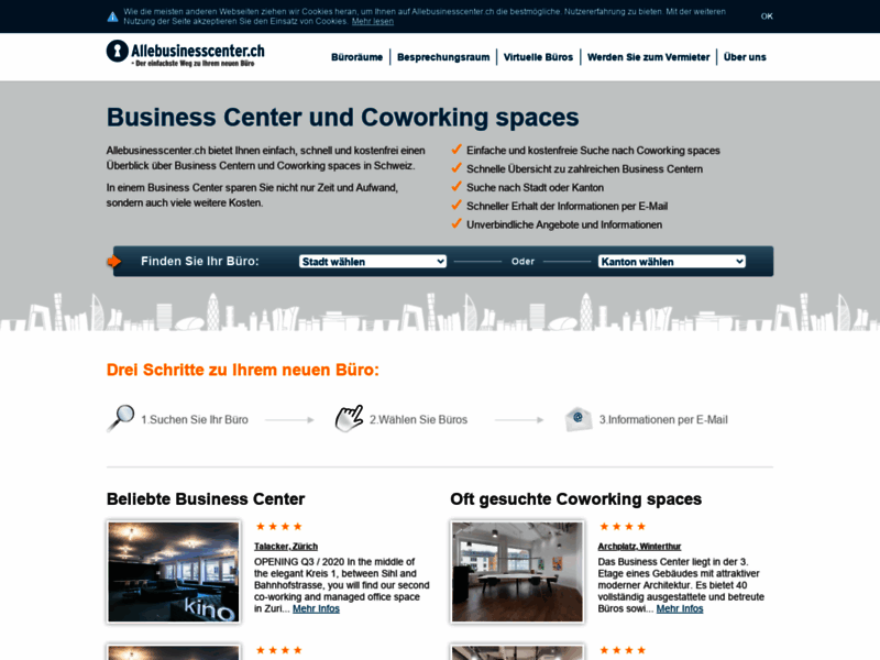 Site screenshot : Allebusinesscenter.ch