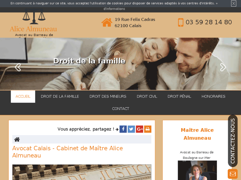 Screenshot du site : Avocat de divorce à Calais