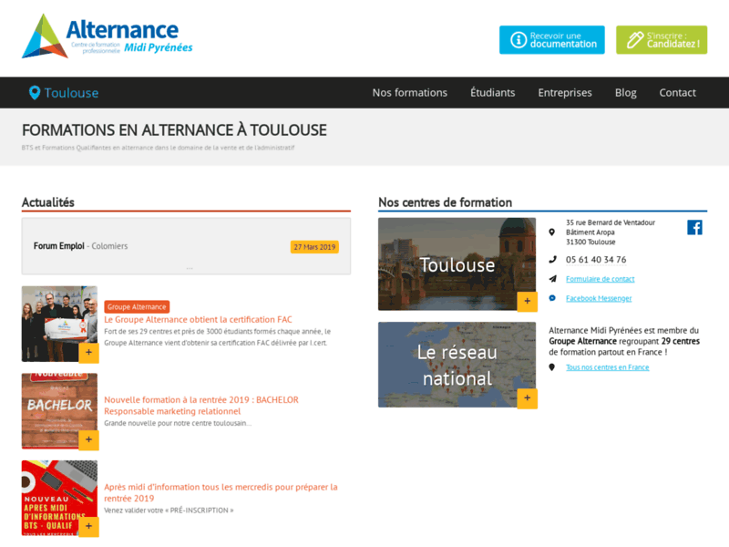 Screenshot du site : Alternance Midi Pyrénées
