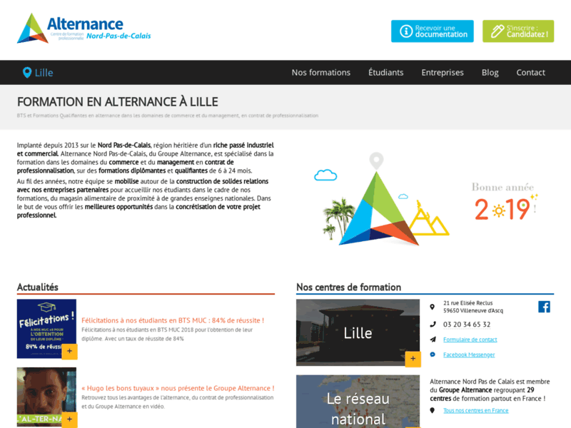 Screenshot du site : Alternance Nord Pas de Calais Lille