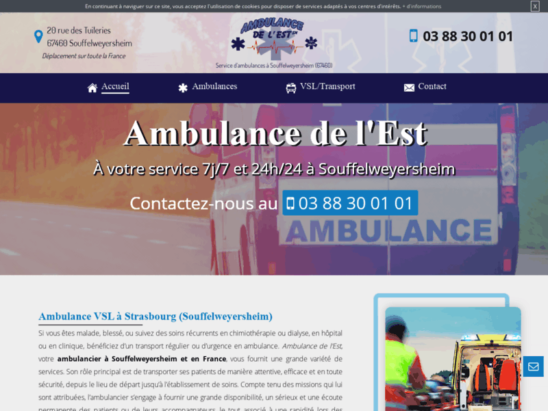 Screenshot du site : Transport vsl à Strasbourg - Ambulance de l’Est
