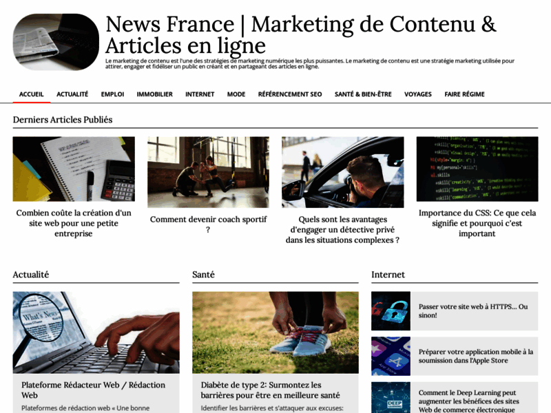 Screenshot du site : France Communiqués | Espace Presse