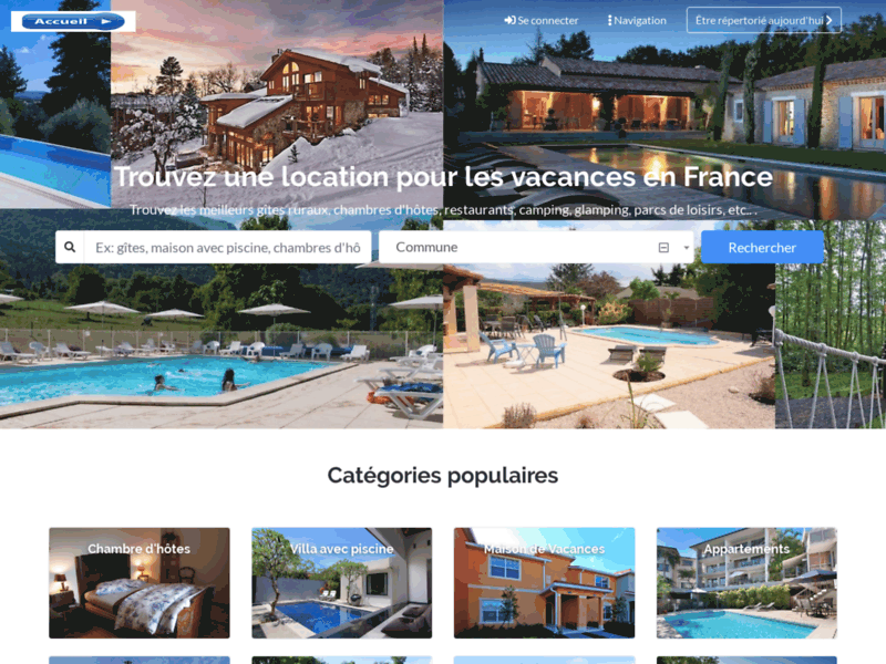 Screenshot du site : Annuaire de la locations vacances en France