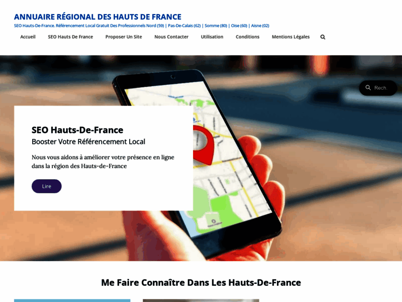 Screenshot du site : Annuaire région Hauts de France