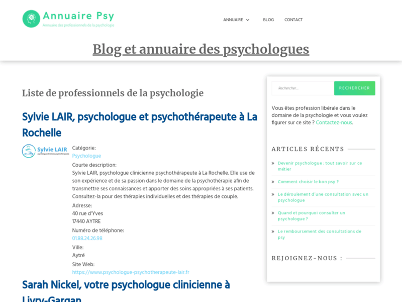 Blog et annuaire de psychologues professionnels