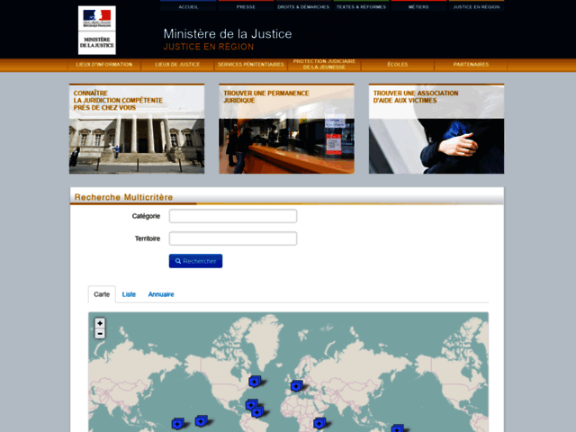 Annuaires et contacts du ministère de la justice