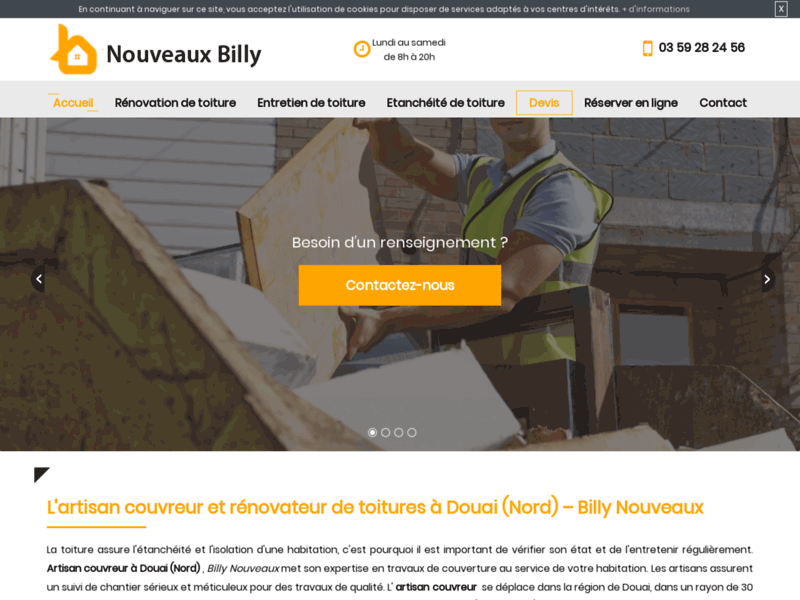 Screenshot du site : Travaux de toiture à Douai