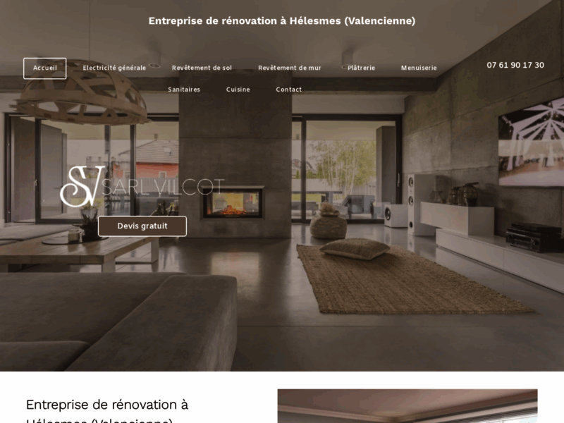 Screenshot du site : Entreprise de peinture Valenciennes - Sarl Vilcot