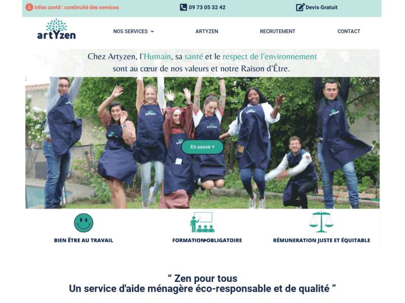 Screenshot du site : Artyzen - Le ménage responsable pour tous