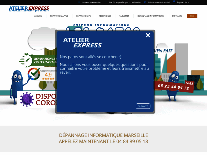 Screenshot du site : Atelier Express