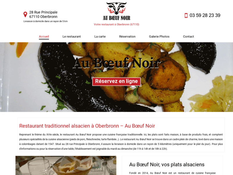 Screenshot du site : Votre restaurant traditionnel à Bas-Rhin