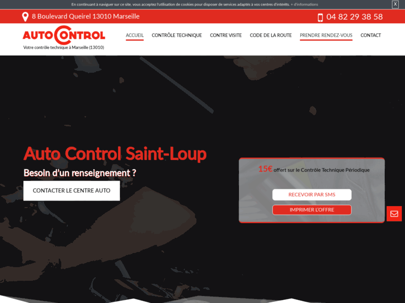 Screenshot du site : contrôle technique à Marseille (13010)