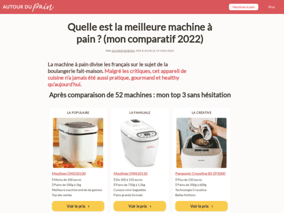 Autour du Pain : site comparatif de machines à pain