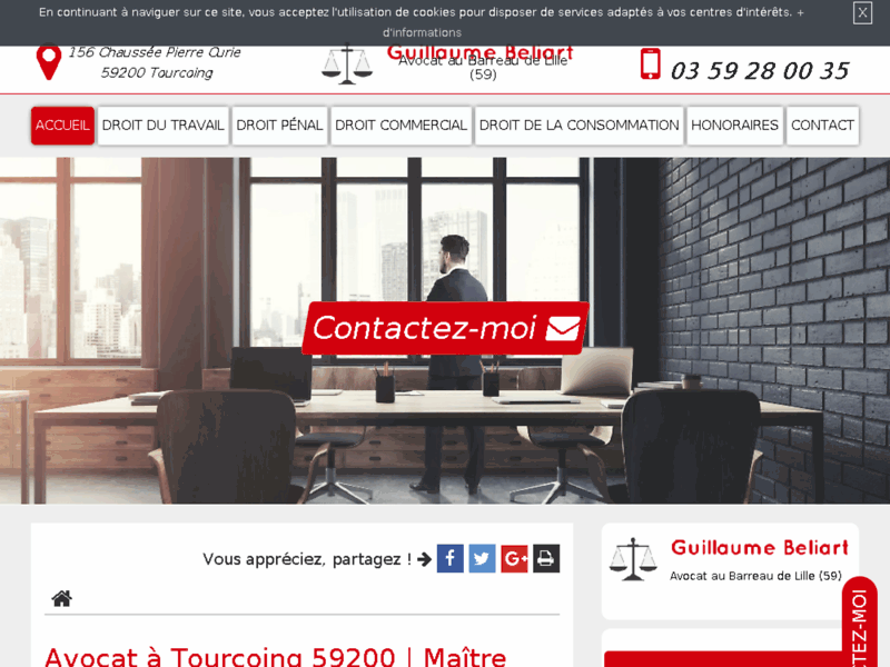 Screenshot du site : Avocat en droit pénal à Tourcoing (59)