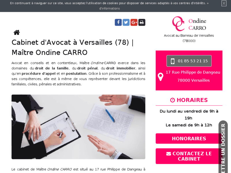 Screenshot du site : Cabinet d’avocat en droit immobilier à Versailles