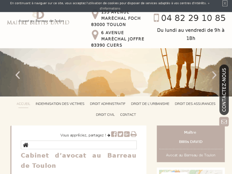 Screenshot du site : Avocat d'accident de la route à Toulon