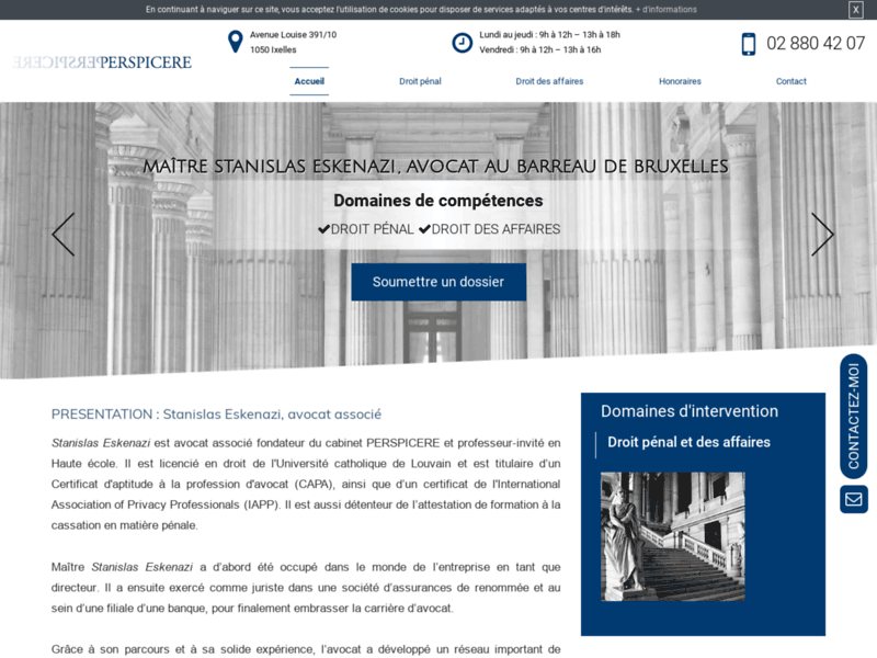 Screenshot du site : Cabinet d'avocat en droit pénal à Ixelles