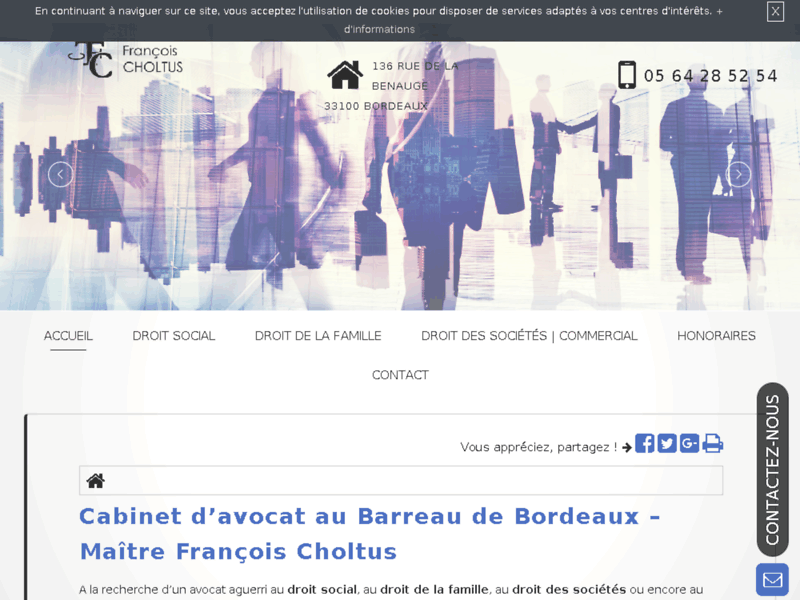 Screenshot du site : Avocat à Cenon