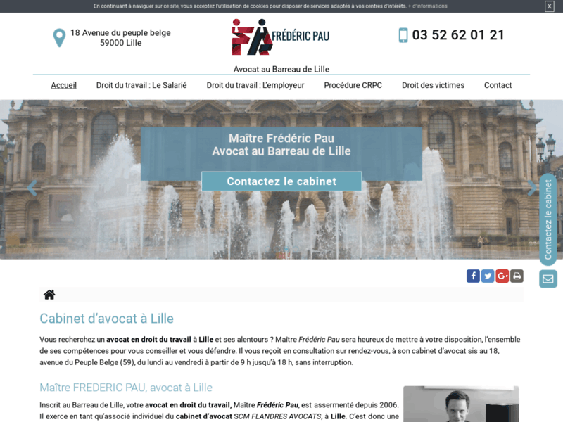 Screenshot du site : Avocat en droit du travail à Lille (59)