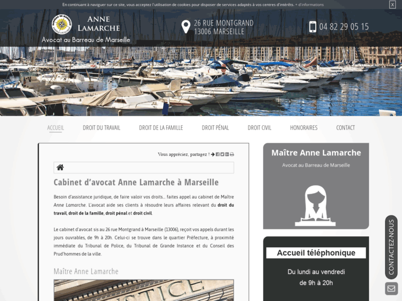 Screenshot du site : Avocat en droit du travail à Marseille (13006)