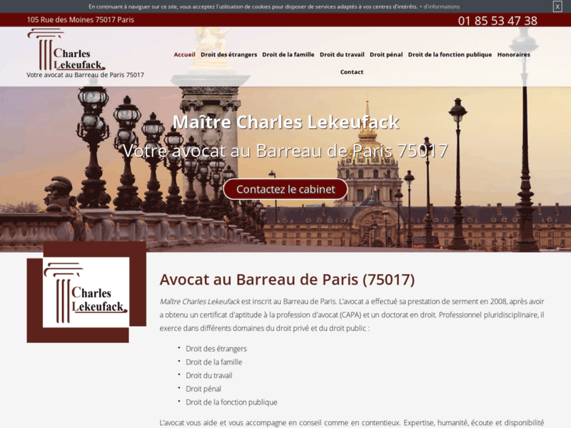 Screenshot du site : Avocat en licenciement à Paris 17