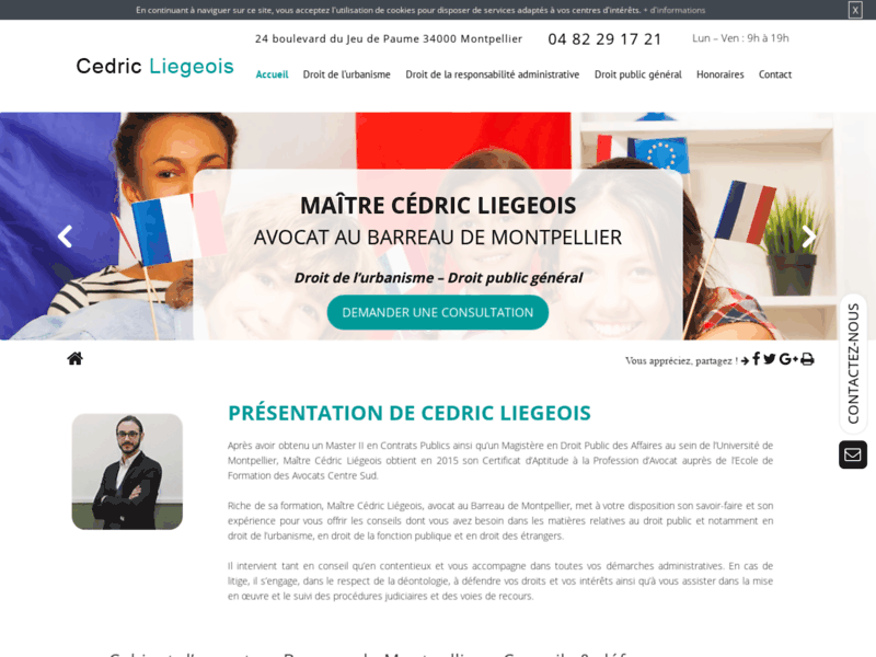 Screenshot du site : Avocat en fonction publique à Montpellier