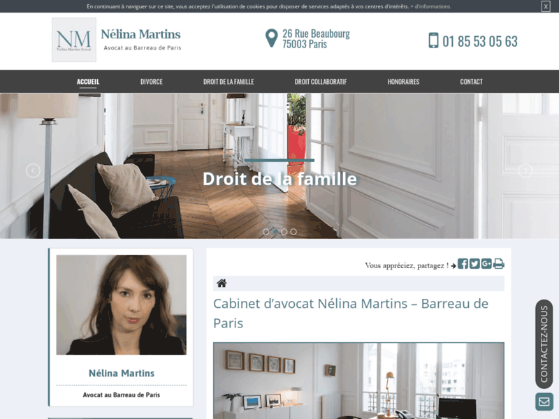 Screenshot du site : Maître Nélina Martins - Avocat du divorce à Paris
