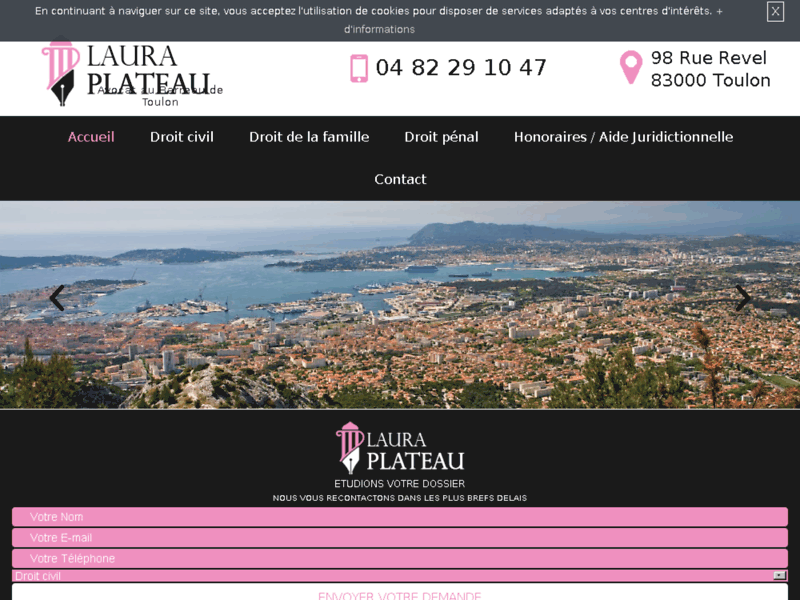 Screenshot du site : Trouver un avocat à Toulon en aide juridictionnell