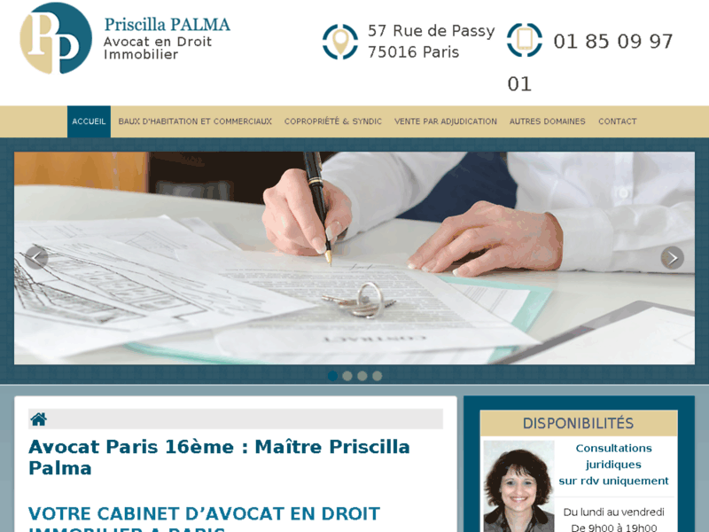 Screenshot du site : Cabinet d'avovat en baux commerciaux à Paris 16 