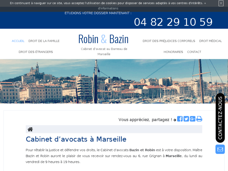 Screenshot du site : Avocat en droit médical à Marseille, Robin et Bazi
