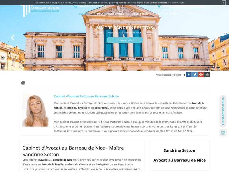 Screenshot du site : Sandrine Setton : avocat au Barreau de Nice (06)